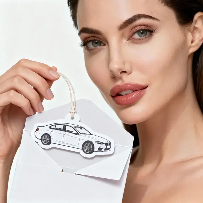 Profumatori auto personalizzati stampati su entrambi i lati per eventi aziendali, fiere e campagne promozionali